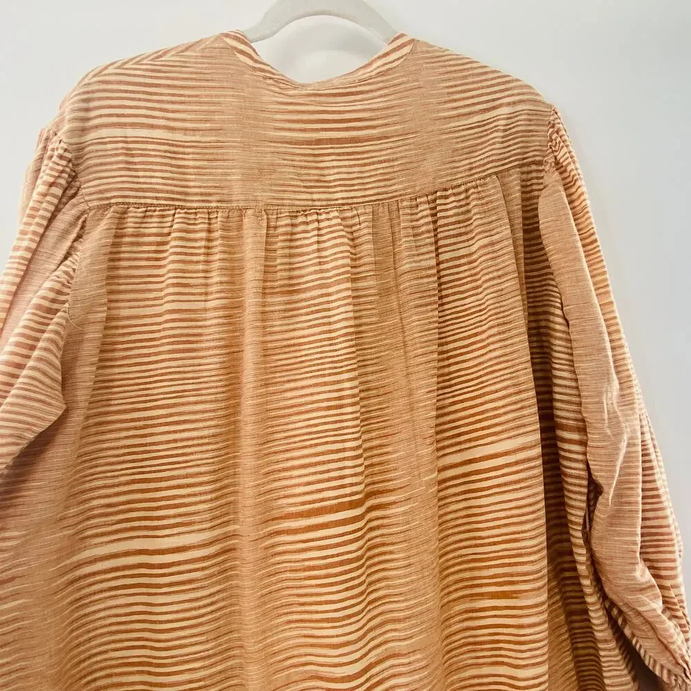 NEW Ulla Johnson Fiora Striped Shirt Dress Medium Sz 8 Beige Tan Brown Feminine